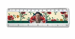 REGLA ACRILICA FRIDA KHALO AMAPOLAS ROJAS