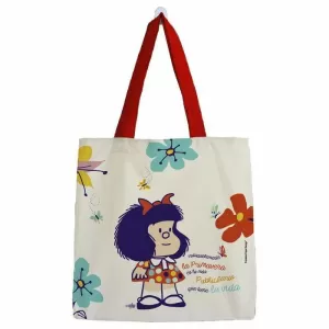 BOLSA ALGODON MAFALDA MEDIANA FLORES PRIMAVERA