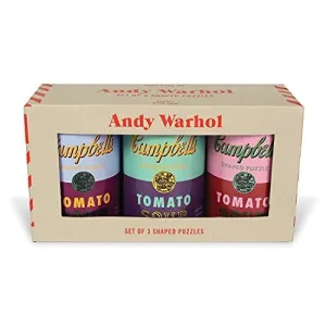 ANDY WARHOL SOUP CANS SET OF 3 SHAPED PUZZLES IN TINS