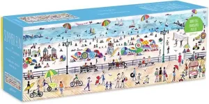 GALISON MICHAEL STORRINGS SUMMER FUN PANORAMIC PUZZLE, 1,000 PIECES, 39 X 14  LANDSCAPE BEACH JIGSAW PUZZLE WITH COLORFUL ARTWORK  THICK, STURDY PIECES, CHALLENGING FAMILY ACTIVITY (PUZZLE)