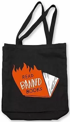 BANNED BOOKS (FLAMES) TOTE BAG