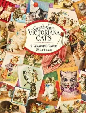 VICTORIANA CATS - 12 WRAPPING PAPERS AND GIFT TAGS - PAPEL DE REGALO