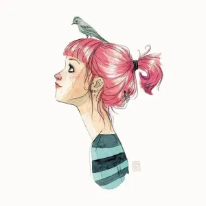 LÁMINA PRINT PÁJAROS EN LA CABEZA ESTHER GILI 30X40