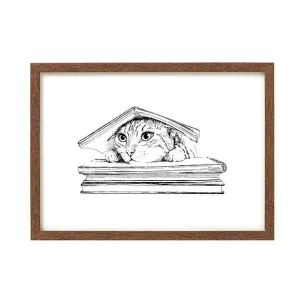 LÁMINA PRINT CAT UNDER THE BOOK DE LAURA AGUSTI