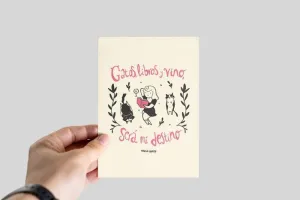 LÁMINA A5 GATOS, LIBROS, VINO DE MARÍA GÓMEZ BY VORAZ